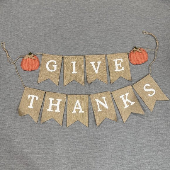 Rustic Give Thanks Burlap Banner Thanksgiving Seasonal Decor Mantel Hobby Lobby - Picture 10 of 11